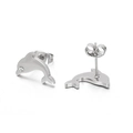Boucles d'oreilles dauphin argentées avec accents de zircone et fermoirs papillon - Dauphin Argenté Avec Zirconia (KE89954-K)