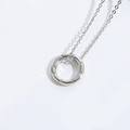 Elegant silver circle pendant necklace with sparkling zircon stones on a delicate O-chain - Silver Circle