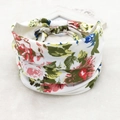 White bohemian floral wide elastic headband with pink and green paisley pattern - 62