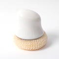 Ergonomic long handle kitchen cleaning brush with white nano fiber scouring ball - Short Handle / White