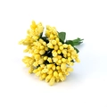 Macro view of yellow bead artificial flower stamens with green wire stems for DIY crafts - Large Bag / Bright Yellow