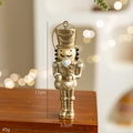 Golden resin Nutcracker drummer hanging ornament for Christmas tree decor, 11cm height - Champagne Resin Nutcracker