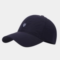 Detailed close-up of dark blue quick-dry baseball cap with white embroidered H logo - Adjustable / Navy Blue