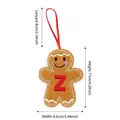 Brown felt gingerbread man ornament with red letter Z embroidery and hanging loop - Style Z
