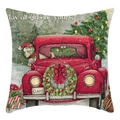 Red retro Christmas truck pillowcase with golden retriever and festive tree motif - Red Vintage Truck with Golden Retriever
