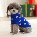 Blue knitted dog sweater with white cloud patterns for cozy pet fashion and warmth - S / Blue Polka Dot