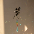 Detail of silver fairy suncatcher with colorful beads and crystal reflecting rainbows - Angel / 45cm