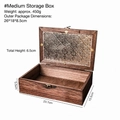 Vintage dark wood storage box with floral glass lid and metal latch, size 23.7x15.5x6.5cm - Begonia Glass Storage Box - Medium