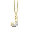 Collier avec pendentif lettre J bicolore doré avec pavé de pierres brillantes - Lettre J