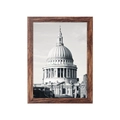 Minimalist dark wood frame with St. Paul's Cathedral black and white architecture print - Antique Silver