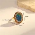 Vintage gold ring with oval purple gemstone and crystal halo, 17.3mm inner diameter - K-0851 Mood Temperature Color Changing Open Ring