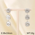 Pendientes cuadrados geométricos de plata con piedras de ojo de gato y cristales - Color Acero (KE116260-GC)