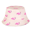 Detailed view of pink flamingo patterns on cotton canvas bucket hat fabric - M (55-58cm) / 19# Flamingo