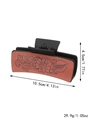 Brick red matte hair claw clip with vintage black floral patterns and size measurement - 90032-Vintage Texture Floral