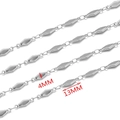 Silver stainless steel rhombus DIY chain variant with 4mm by 13mm sized metal links - Flat Rhombus / 4MM*13MM / Steel