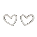 Orecchini a lobo minimalisti a cuore in acciaio inossidabile lucido su fondo bianco - Stile Cuore Semplice (298) / Color Acciaio