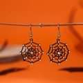 Orecchini a ragnatela con cristalli bianchi per Halloween su sfondo arancione - Tela di Ragno con Strass (WH1285)