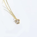 Gold wish tree pendant necklace featuring a white round center stone and dark zircon accents - Teacup (Blue Zirconia) / Gold
