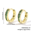 Boucles d'oreilles créoles dorées avec zircons verts, hauteur de 1,5 cm - 1,5 cm/Zircone Verte