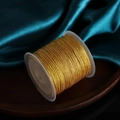 Golden 0.8mm metallic braided cord for DIY jewelry making and knotting on a spool - Gold (Non-fading)