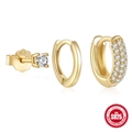 Elegant S925 sterling silver gold plated earring set with sparkling cubic zirconia studs - #4 Gold Set of 3 (Simple Zirconia)