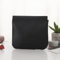 Mini black PU leather pouch for lipstick and earphones with automatic squeeze closure - Black