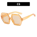 Modern amber translucent polygon sunglasses with retro hexagon frame design for women - Orange Yellow Champagne
