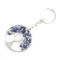 Detailed wire-wrapped silver Tree of Life pendant with natural blue crystal stones - Blue Sodalite