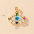 Vergoldeter Horusauge-Anhänger mit blauem Email, bunten Zirkonia und Perleninlay - Stil N - Weiß Emaille Böser Blick