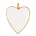 Polished gold-plated heart pendant with white enamel center for DIY jewelry making - White Heart Style (K06 Heart White)