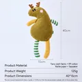 Olive green reindeer plush toy for cats and dogs, includes crinkle paper and squeaker, 40x15cm - Elk