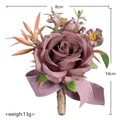 Handmade artificial rose boutonniere for weddings, 8x14cm size with white rose and green leaves - Retro Rose Boutonniere (Caramel) / Caramel color