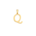 Polished 18K gold plated stainless steel letter Q pendant with bail attachment - Letter Q