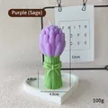 Artistic purple tulip bouquet candle with a bow on heart tray, 12cm decorative floral candle - Lavender (Purple Sage)