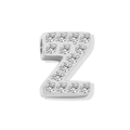 Sparkling silver-tone letter Z charm accessory encrusted with clear cubic zirconia stones - Letter Z - Steel Color