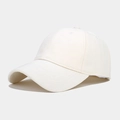 Vue latérale d'une casquette de baseball en coton crème montrant la texture sergé - Blanc Cassé