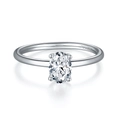S925 sterling silver ring with 1ct oval moissanite stone on a white background - US 5 / Egg Shape