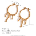 Orecchini in acciaio inossidabile 316L placcati oro 18K con design minimalista a lava fusa - Oro