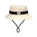 Cappello da sole beige pieghevole con nastro nero e sottogola regolabile - Beige