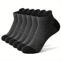 6-pack of gray and black cushioned athletic ankle socks with reinforced heel and toe - One Size (EU 39-47) / Gray