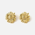 Eleganti orecchini a lobo a forma di girasole dorato con petali rifiniti e lucidi - Girasole / Girasole Oro