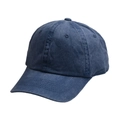 Detail view of washed navy blue cotton baseball cap with reinforced stitching - Dark Blue (Adult)