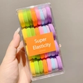 Colorful high elasticity hair ties set in clear storage box with macaron colors - Spring Color 32 Pcs