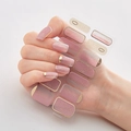 Pink nude gradient nail stickers with gold foil and French tips, style 103-063 - Pink Nude Gradient Gold Foil Gold French Edge (DQ3-063)