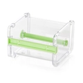 Transparent washi tape dispenser with a green spool and sharp cutting edge for stationery - Green