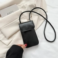 Minimalistische schwarze PU-Leder-Umhängetasche mit verstellbarem Schultergurt - Schwarz