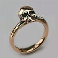 Vintage punk style skull ring in antique bronze finish for men gothic jewelry - Retro Gold Realistic Skull