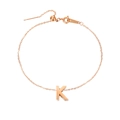 Cavigliera in acciaio oro rosa con ciondolo lettera K e chiusura a moschettone regolabile - K-Oro Rosa