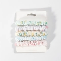 Set of 5 floral and polka dot fabric scrunchies in pastel shades on display card - 5PCS Macaron Floral Print Scrunchies