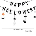 Pancarta de Happy Halloween en tela no tejida con calabazas y cuerda de 4,5m - Letras Negras con Colgantes de Elementos Completos (Estilo H)